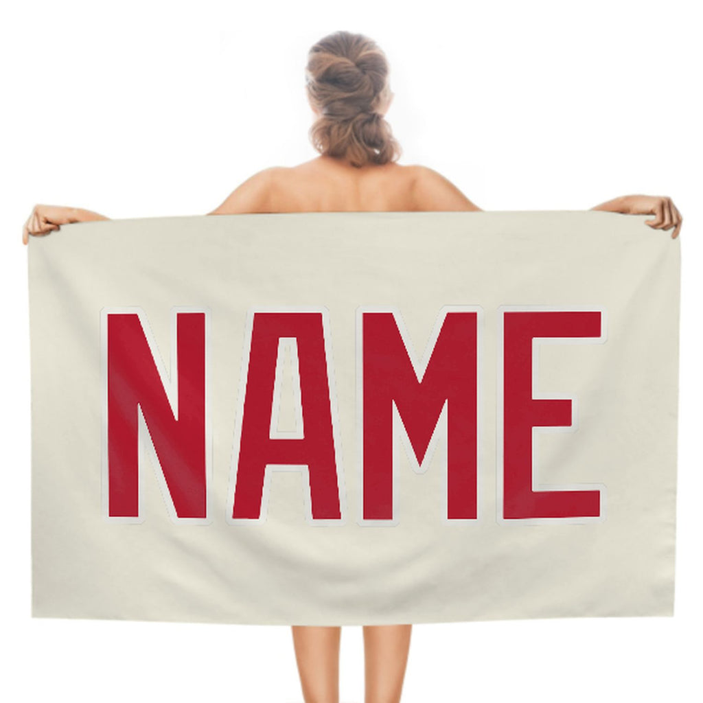 Custom Cream Red Beach Towel