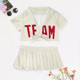 Custom Cream Red Cheerleading Uniform Set