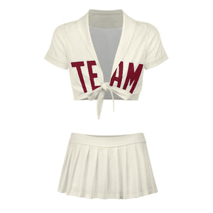 Custom Cream Crimson Red Cheerleading Uniform Set
