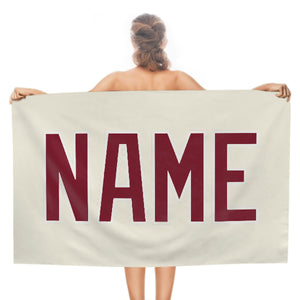 Custom Cream Crimson Red Beach Towel