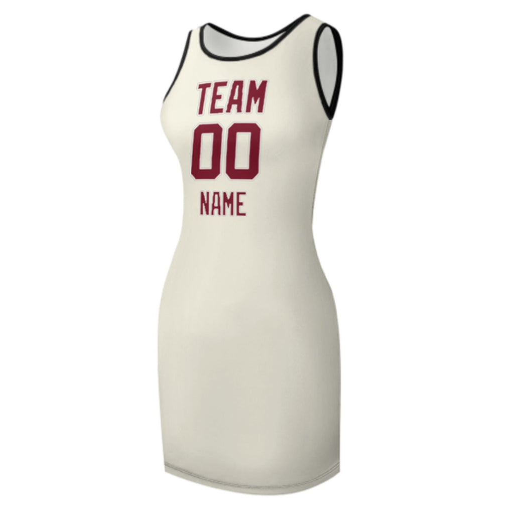 Custom Cream Crimson Red Sleeveless Vest Dress