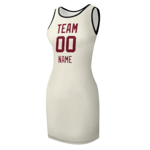 Custom Cream Crimson Red Sleeveless Vest Dress