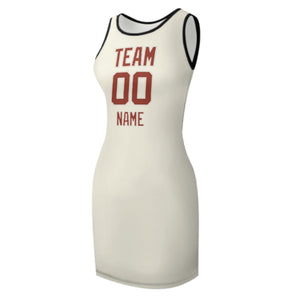 Custom Cream Coral Red Sleeveless Vest Dress