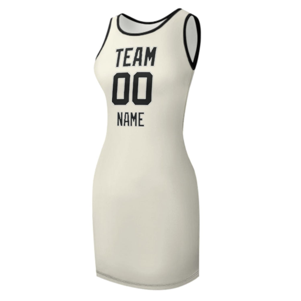 Custom Cream Black Sleeveless Vest Dress