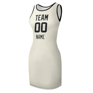 Custom Cream Black Sleeveless Vest Dress