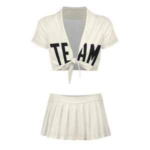 Custom Cream Black Cheerleading Uniform Set