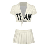 Custom Cream Black Cheerleading Uniform Set