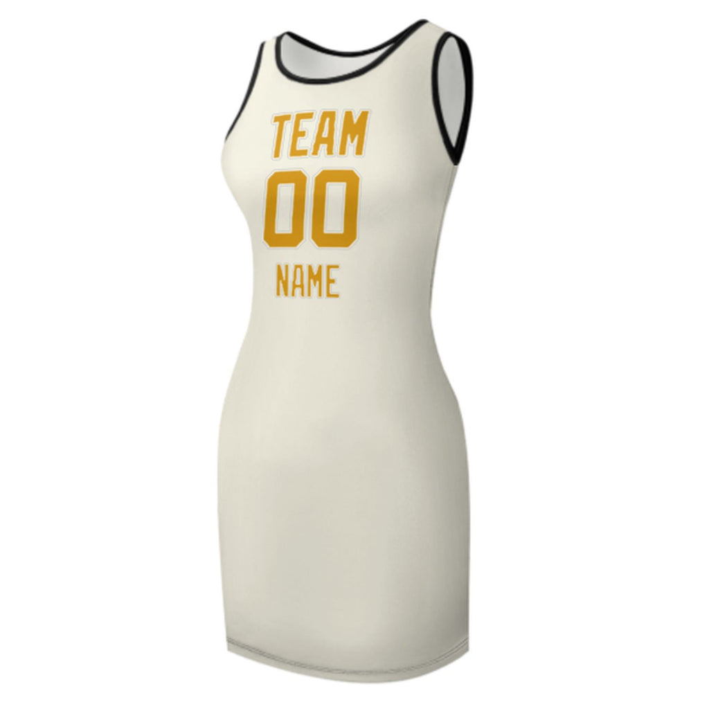 Custom Cream Yellow Sleeveless Vest Dress