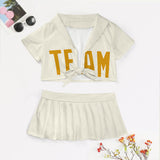 Custom Cream Yellow Cheerleading Uniform Set