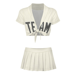 Custom Cream Dark Grey Cheerleading Uniform Set