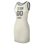 Custom Cream Dark Grey Sleeveless Vest Dress