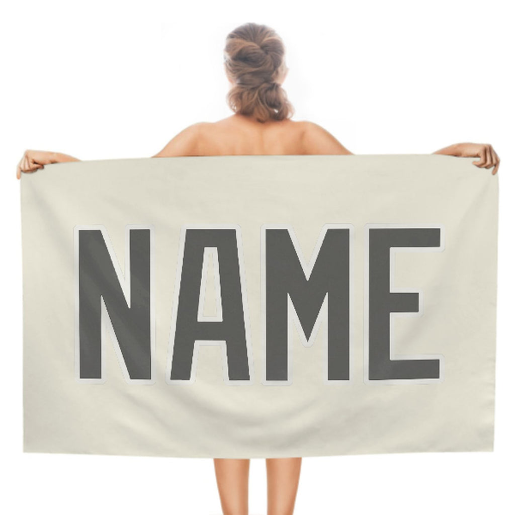 Custom Cream Dark Grey Beach Towel