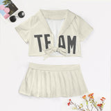 Custom Cream Dark Grey Cheerleading Uniform Set