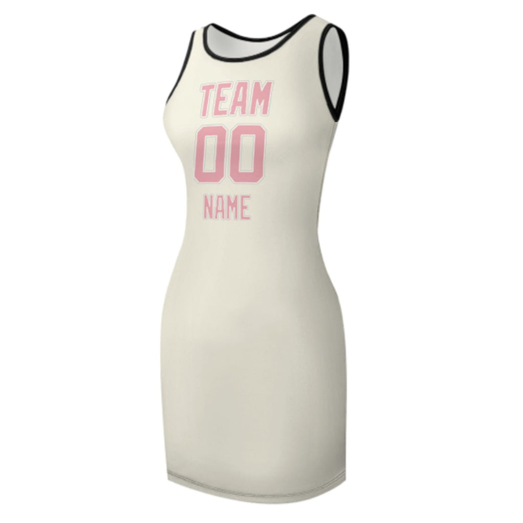 Custom Cream Light Pink Sleeveless Vest Dress