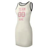 Custom Cream Light Pink Sleeveless Vest Dress