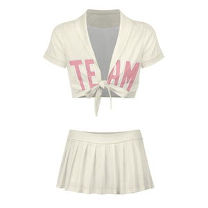Custom Cream Light Pink Cheerleading Uniform Set