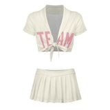 Custom Cream Light Pink Cheerleading Uniform Set
