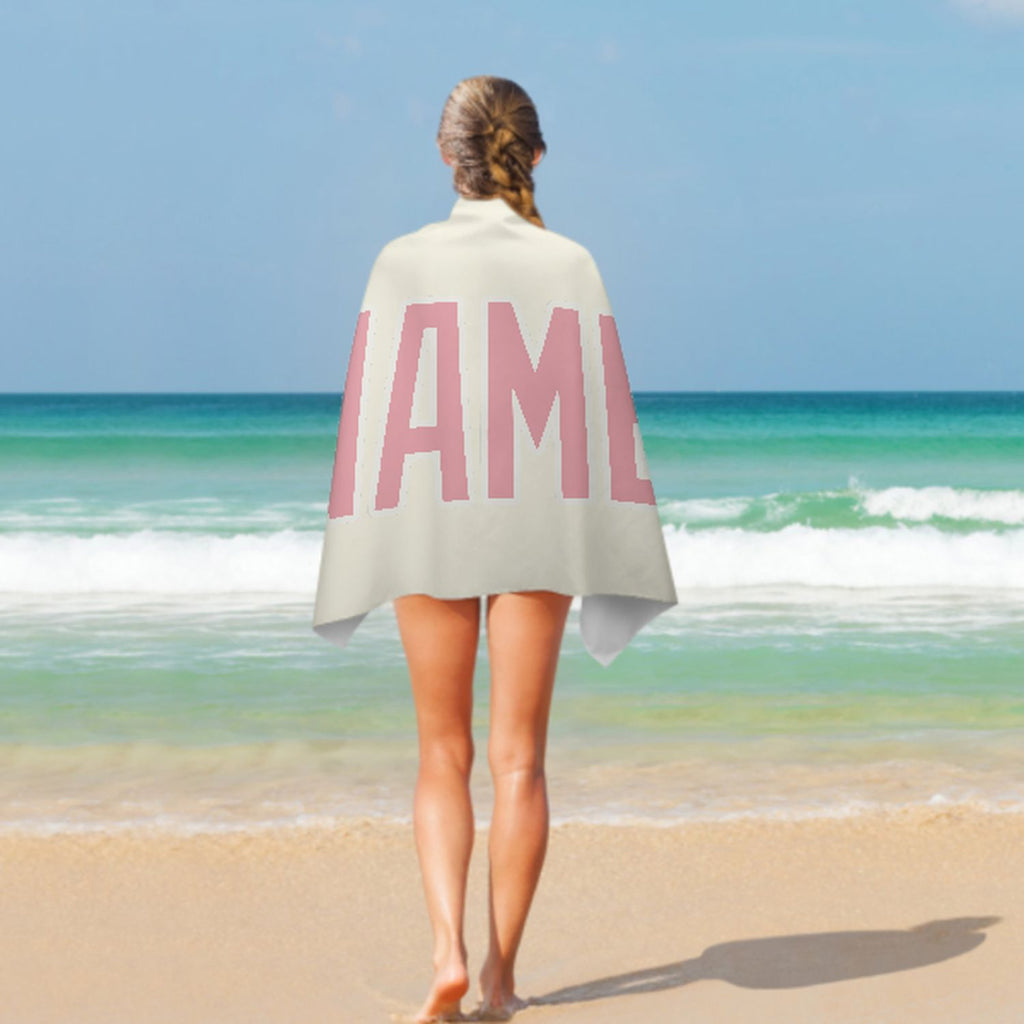 Custom Cream Light Pink Beach Towel