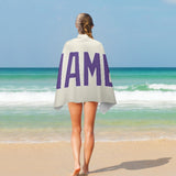 Custom Cream Light Purple Beach Towel
