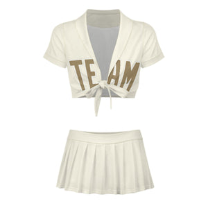 Custom Cream Light Khaki Cheerleading Uniform Set