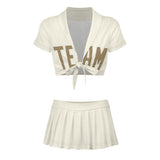 Custom Cream Light Khaki Cheerleading Uniform Set