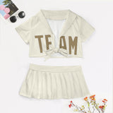 Custom Cream Light Khaki Cheerleading Uniform Set