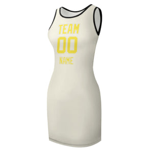 Custom Cream Light Yellow Sleeveless Vest Dress