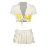 Custom Cream Light Yellow Cheerleading Uniform Set