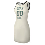 Custom Cream Blue Green Sleeveless Vest Dress