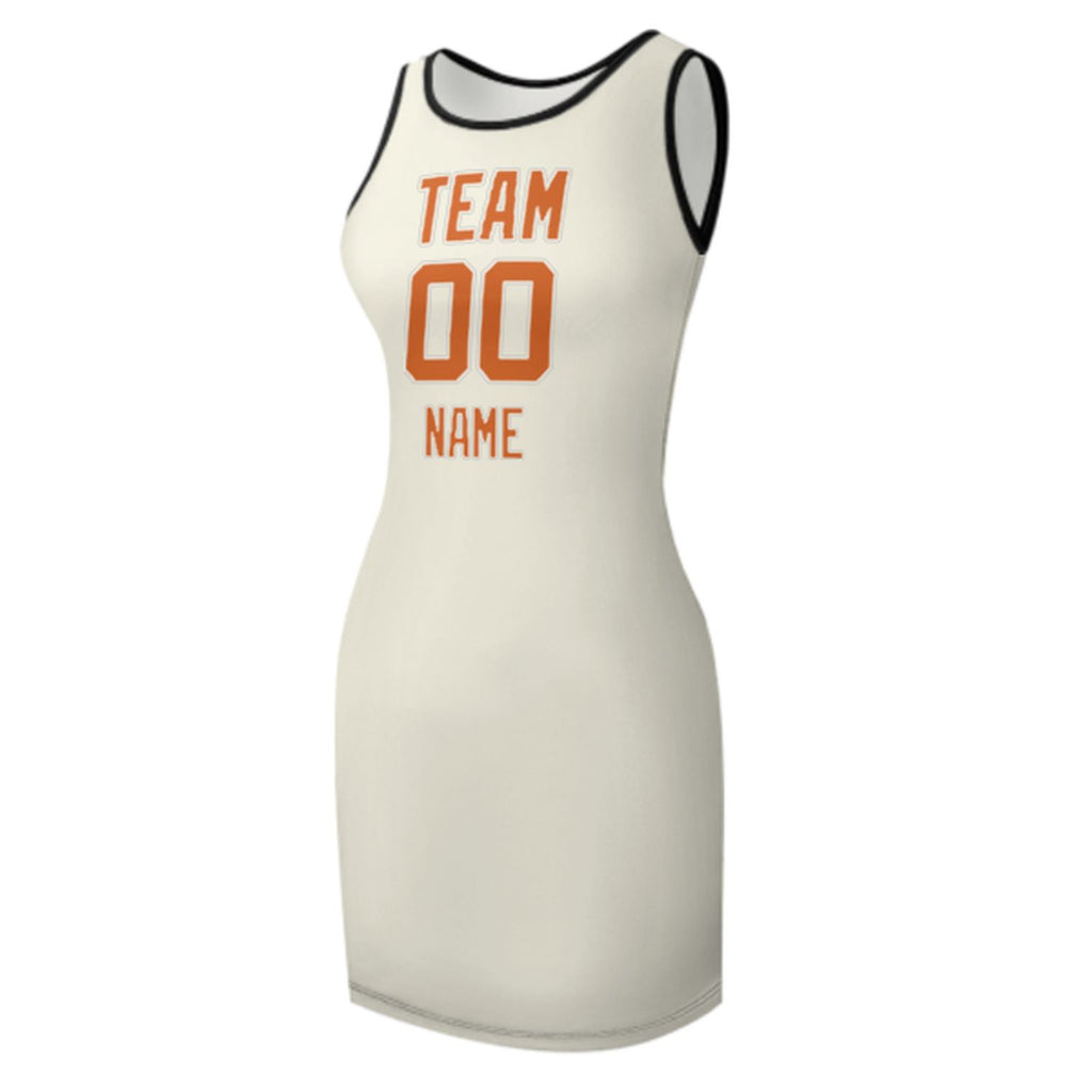 Custom Cream Orange Sleeveless Vest Dress