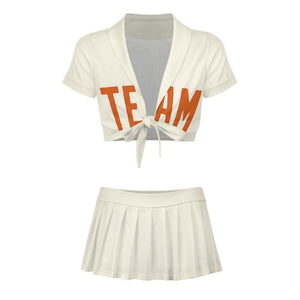 Custom Cream Orange Cheerleading Uniform Set