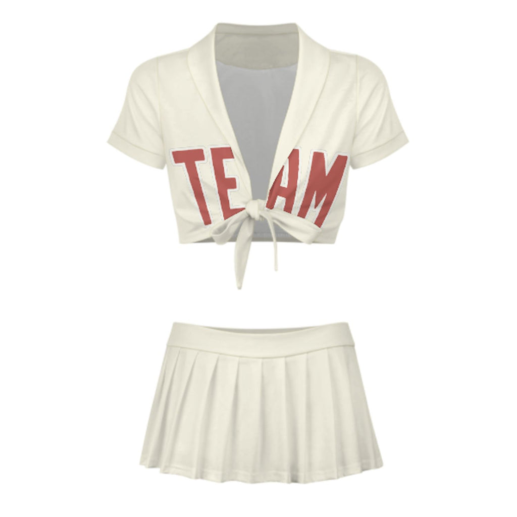 Custom Cream Copper Rose Cheerleading Uniform Set