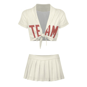 Custom Cream Copper Rose Cheerleading Uniform Set