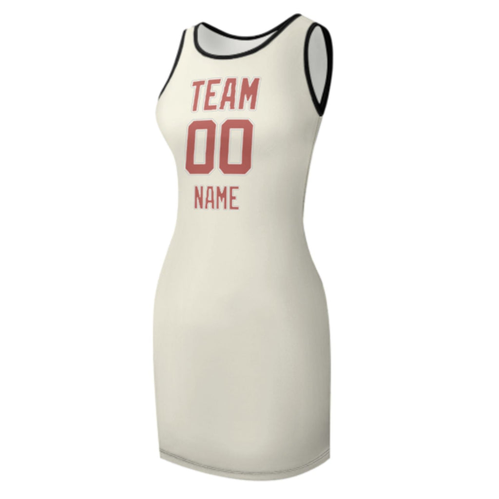 Custom Cream Copper Rose Sleeveless Vest Dress