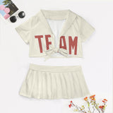 Custom Cream Copper Rose Cheerleading Uniform Set