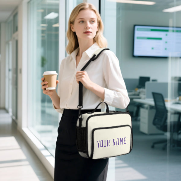 Custom Cream Light Purple Lunch Bag