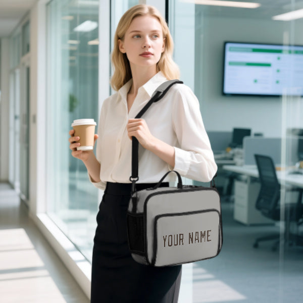 Custom Gray Brown Lunch Bag