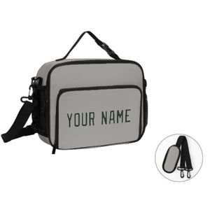 Custom Gray Dark Green Lunch Bag