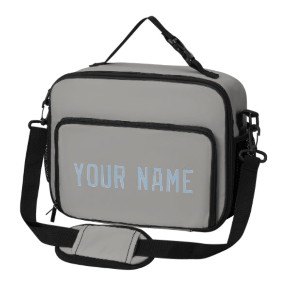 Custom Gray Light Blue Lunch Bag