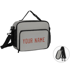 Custom Gray Coral Red Lunch Bag