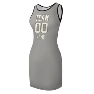 Custom Gray Cream Sleeveless Vest Dress