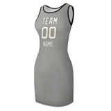 Custom Gray Cream Sleeveless Vest Dress