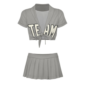 Custom Gray Cream Cheerleading Uniform Set