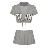 Custom Gray Cream Cheerleading Uniform Set
