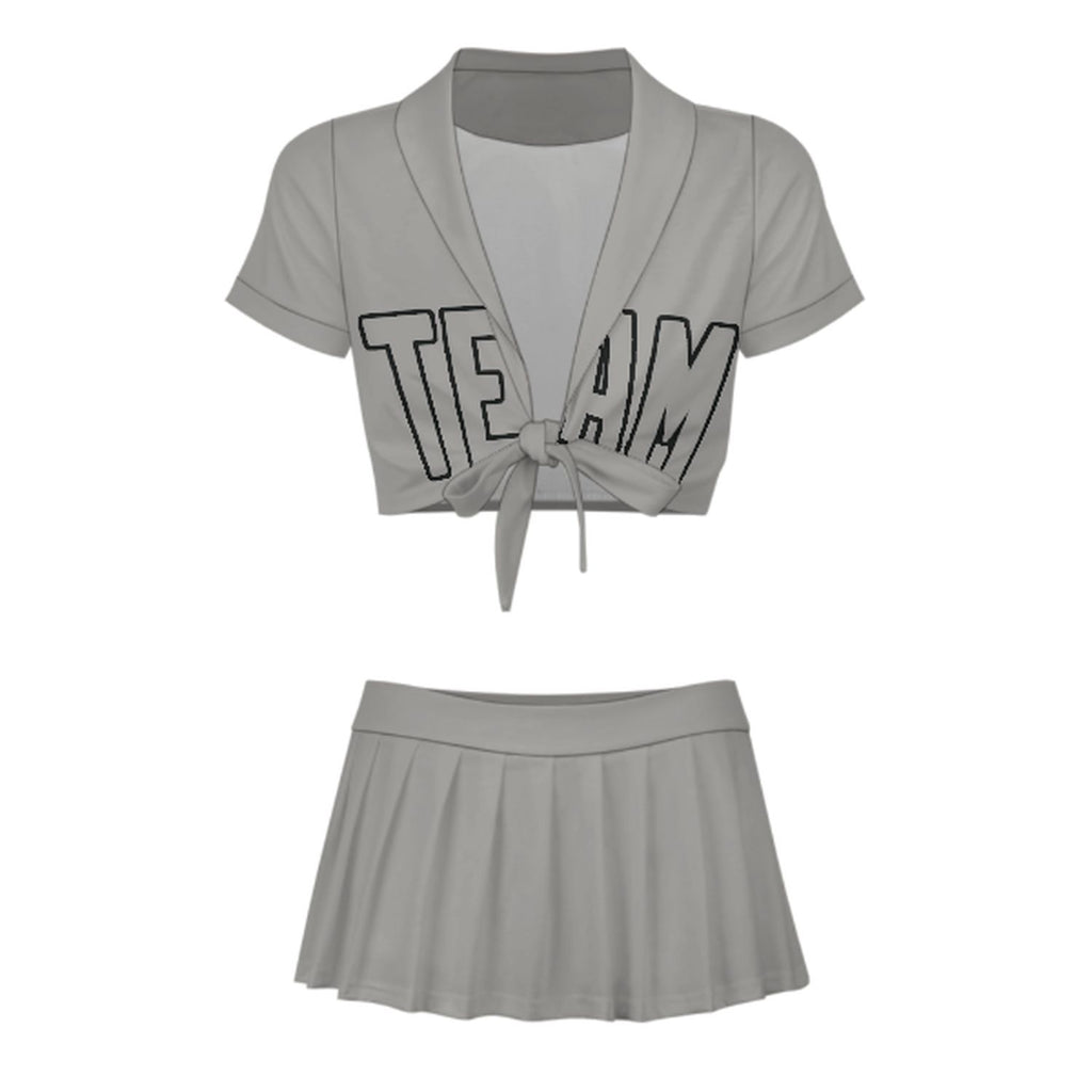 Custom Gray Gray Cheerleading Uniform Set