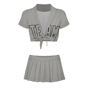 Custom Gray Gray Cheerleading Uniform Set