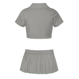 Custom Gray Gray Cheerleading Uniform Set
