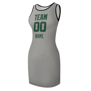Custom Gray Green Sleeveless Vest Dress