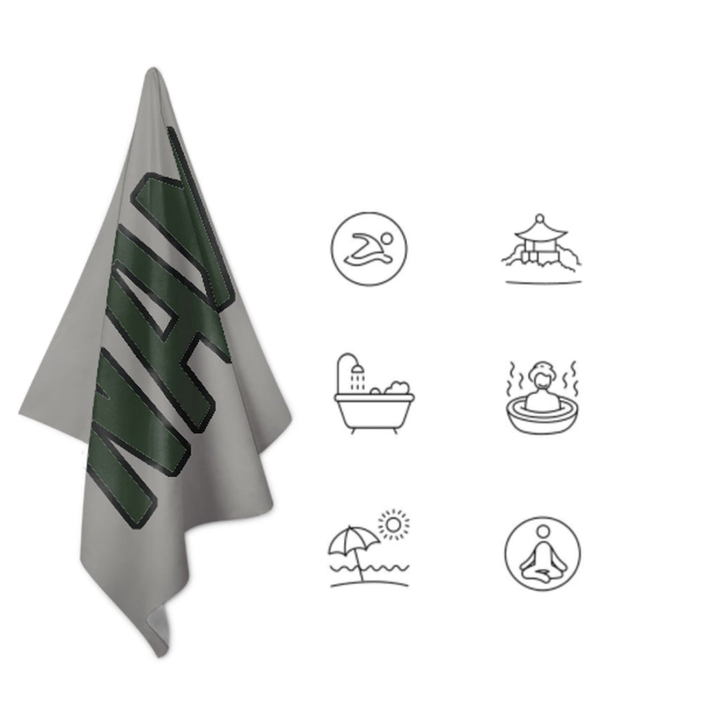 Custom Gray Dark Green Beach Towel