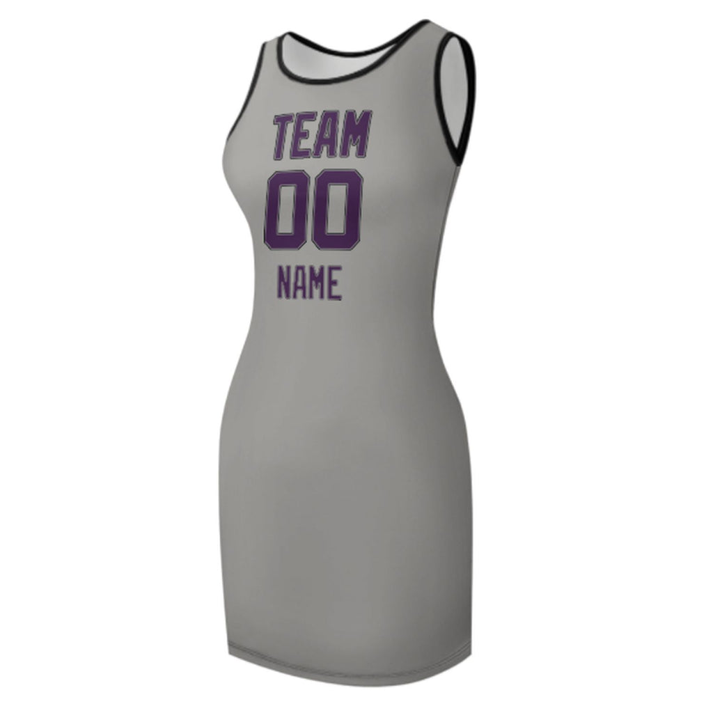 Custom Gray Purple Sleeveless Vest Dress